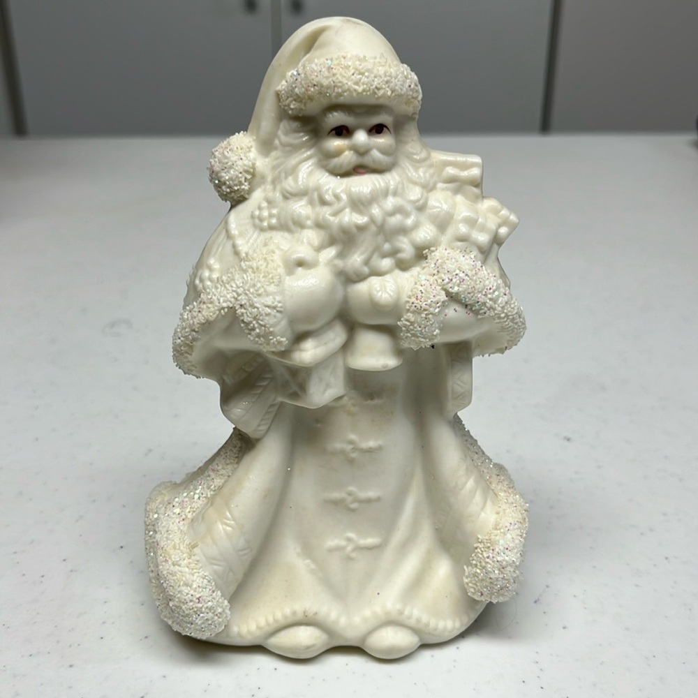 K’s Collection Ivory Victorian Santa Figurine Glitter Christmas Decor